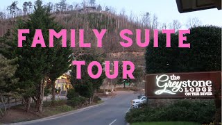 GREYSTONE LODGE ON THE RIVER FAMILY SUITE TOUR GATLINBURG [upl. by Zackariah]