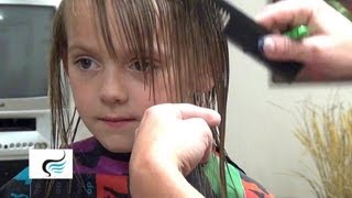 Curtain Bangs Tutorial  Little Girls Bangs Haircut [upl. by Nickie]