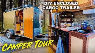 FULL TOUR  Cargo Utility Trailer Camper Toy Hauler Conversion Build Out  Stealth OffGrid Camping [upl. by Zaid]