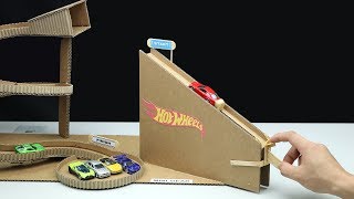 Wow Amazing DIY Hot Wheels Launcher from Cardboard [upl. by Kendell]