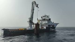 Suction pile installation by offshore construction vessel Oceanic [upl. by Attekal332]