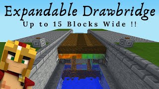 Minecraft  EXPANDABLE Drawbridge 116  Tutorial Up to 15 Blocks Wide [upl. by Nathanial931]