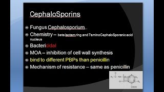 Pharmacology 789 c Cephalosporin Generation First Second Third Fourth Fifth Cefazolin ceftriaxone [upl. by Towland]