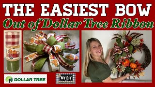 Dollar Tree Ribbon Bow Tutorial DIY  Bestie Bow  BEAUTIFUL amp EASY BOW 🎀 [upl. by Amihc41]