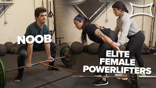 Elite Female Powerlifters Teach Noob to Deadlift [upl. by Atterual]