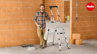 HAILO TL100 TopLine  AluminiumTeleskopStehleiter  Aluminium telescopic step ladder [upl. by Artinad541]