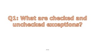 1 Java  Exception handling  What are checked and unchecked exceptions [upl. by Ecnarepmet877]