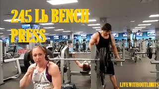 GIRL BENCH PRESSES 245LBS [upl. by Enej]