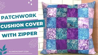 Make a DIY Zippered Cushion Cover from Strips of Fabric Scraps [upl. by Ramad]