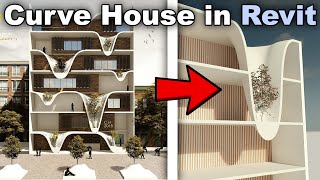 Curve House Facade in Revit Tutorial [upl. by Natka433]