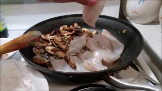 fish recipe  pan fried perch with mushrooms [upl. by Marje34]