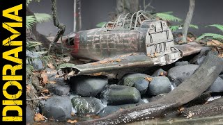 Realistic jungle diorama  WW2 aircraft wreck 135 scale model [upl. by Ylehsa202]