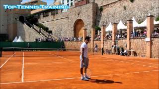 Nicolas Almagro Hitting ServesCourt Level View [upl. by Barb904]