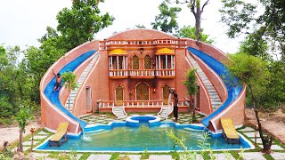 Build Most Wonderful Mud Villa Twin Water Slide Gorgeous Swimming Poolamp Pool Top Villa Full [upl. by Yemirej]