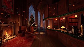 Christmas Coffee Shop Bookstore Ambience with Instrumental Jazz Christmas Music amp Fireplace [upl. by Ahsinan]