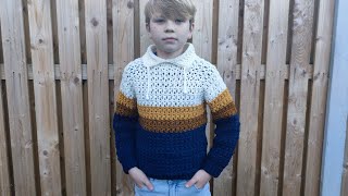 Crochet 92 How to crochet a warm pullover for boys  Part 2 [upl. by Irehc103]