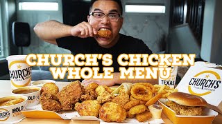 Havent Had CHURCHS CHICKEN WHOLE MENU In A While [upl. by Annamaria]