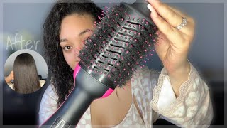 Revlon Blow Dryer Brush Curly to Straight Hair  Review amp Tutorial [upl. by Allimak]