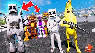 CAN MARSHMELLO amp BANANA SAVE ALL THE ANIMATRONICS FROM NIGHTMARE MARSHMELLO GTA 5 Mods FNAF [upl. by Reyaht]