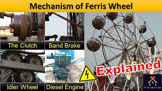 Mechanism of Ferris Wheel  Merrygoround  Cross Belt Drive Clutch Idler Wheel BrakingSpeeding [upl. by Tiphani]