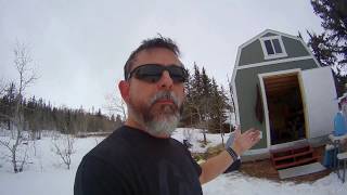 Tiny Cabin Tuff shed 10x12 tour Off the grid [upl. by Ahtan]