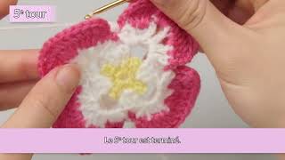 Crochet en 3D facile  Le premier carré  Fleur de cornouiller  TOURS 5 ET 6 [upl. by Harad]