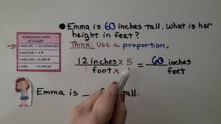 6th Grade Math 73b Converting Units Using Proportions amp Unit Rates [upl. by Eineg]