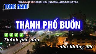 Karaoke Thành Phố Buồn Tone Nam  Karaoke Hoàng Dũng [upl. by Annim250]