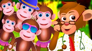 Cinco Monitos  Los Monitos Traviesos Five Little Monkeys  Canciones Infantiles  ChuChu TV [upl. by Kelton]