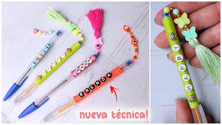 como decorar LAPICEROSPLUMAS con HILO fácil y rápido ✍️Decorate your pens😃 [upl. by Rotman171]