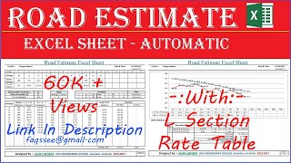 Road Estimate Excel Sheet  Estimate Software  Automatic Calculation  L Section of Road [upl. by Ohnuj861]