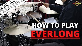 How to play Everlong on Drums  Foo Fighters  Drum Lesson [upl. by Nairred956]