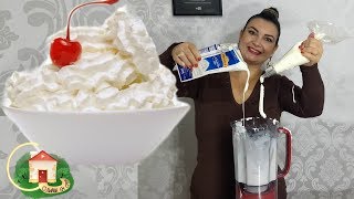 COMO BATER CHANTILLY NO PONTO CORRETO no LIQUIDIFICADOR  Culinária em Casa [upl. by Lletniuq]