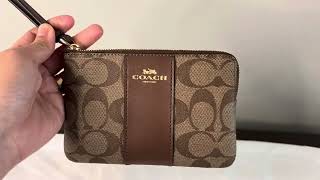 Coach Corner Zip Wristlet In Signature Canvas Review [upl. by Leeda]