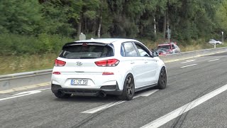 BEST OF Hyundai i30N Exhaust Sounds  Accelerations Pops and Bangs Driving on Nürburgring Etc [upl. by Mutat]