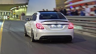 Decatted MercedesAMG C63S  LOUD BURNOUTS [upl. by Eidak]