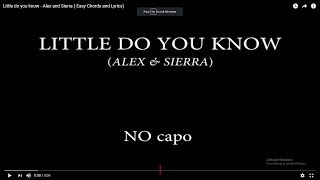 Little do you know  Alex and Sierra  Easy Chords and Lyrics [upl. by Stanwinn47]