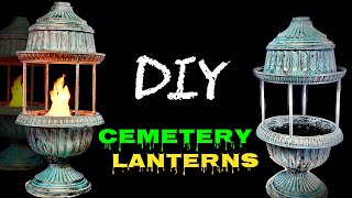 DIY Cemetery Lanterns  LED Flame Lights Tutorial  Halloween Project 2021 [upl. by Dorena]