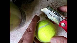 How to cut holes in tennis balls for walkers chairs etc the common sense way [upl. by Lederer748]