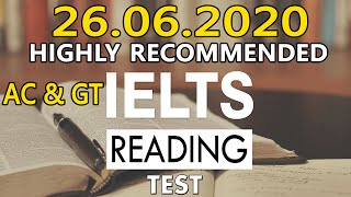 IELTS READING PRACTICE TEST 2020 WITH ANSWERS  26062020 [upl. by Ahsercal]