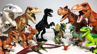 ALL LEGO DINOSAURS Toys FROM JURASSIC WORLD Indoraptor Indominus Rex TRex Carnotaurus amp more [upl. by Wessling102]