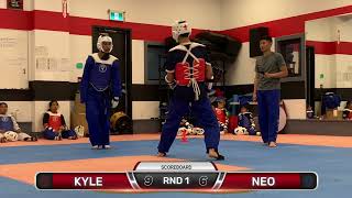 Taekwondo Sparring With Points  Kyle vs Neo Round 1  WuYi Taekwondo [upl. by Oinegue]