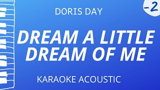 Dream A Little Dream Of Me  Doris Day Karaoke Acoustic Piano Lower Key [upl. by Annayar]