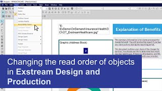 Changing the read order of objects  OpenText Exstream Design and Production [upl. by Reemas]