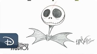 HowTo Draw Jack Skellington  The Nightmare Before Christmas  Walt Disney World [upl. by Onaicram]