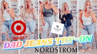 DAD JEANS TRY ON  Abercrombie Target amp Nordstrom  Petite amp Curvy Fashion [upl. by Inohtna405]