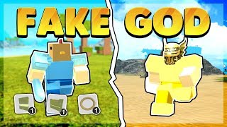 God Tribe vs Fake Crystal Player PvP Roblox Booga Booga [upl. by Anifesoj]