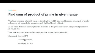 Infosys Specialist Programmer Previous Year Questions Discussion  Video  5  Sum of Prime [upl. by Auhso200]