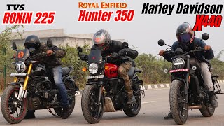 Harley Davidson X440 vs TVS Ronin 225 vs Royal Enfield Hunter 350 Drag Race [upl. by Neved]