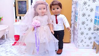 American Girl Doll Wedding Routine with Makeup amp Glam Dress PLAY DOLLS [upl. by Riamu]